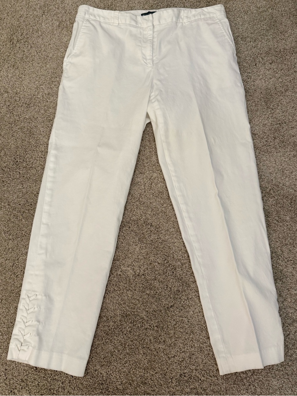Elliott Lauren White Cropped Pants with Lacing Detail sz 8